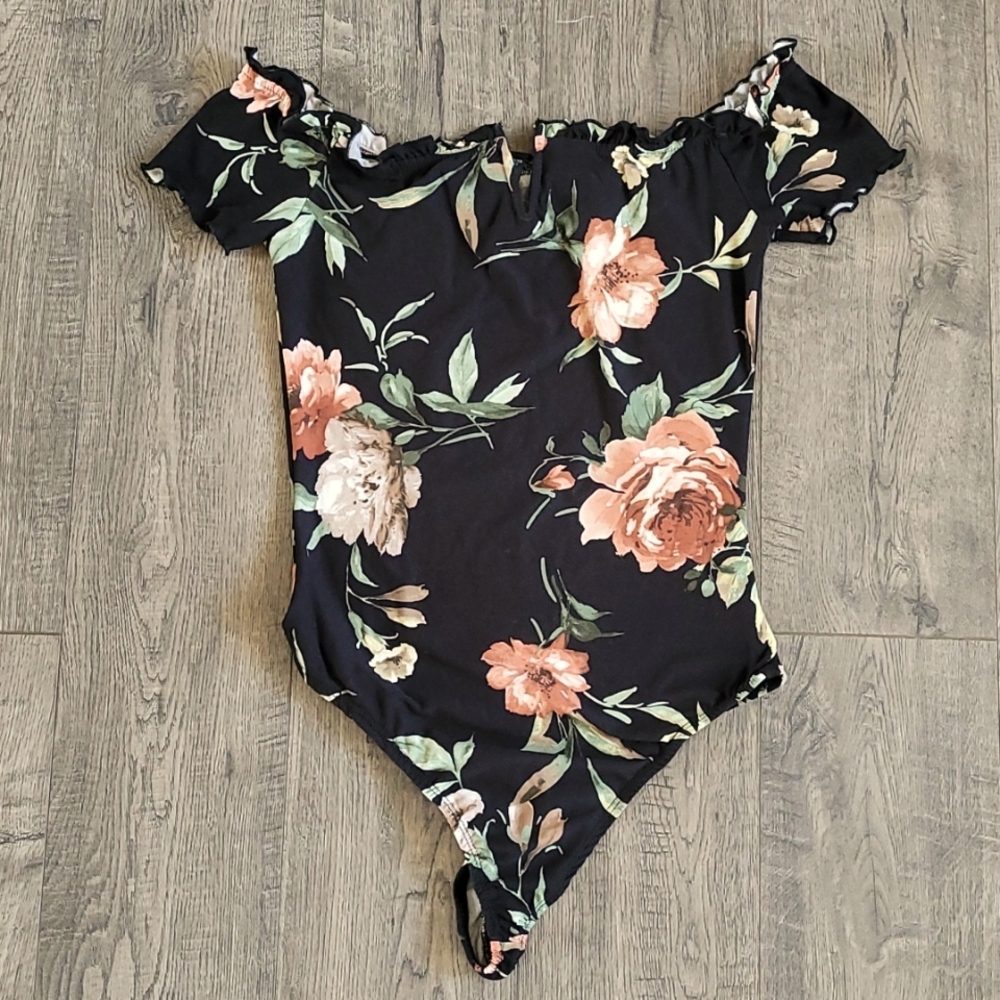 Black floral bodysuit
